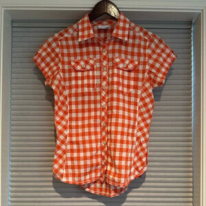 Orange gingham button down shirt from Columbia H-6